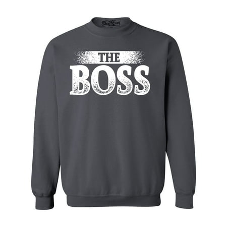 Shop4Ever Men's The Boss Crewneck Sweatshirt Medium Charcoal