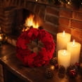 thumbnail image 6 of ShaoXinWan Velvet Bow Christmas Wreath with Hanging Ribbon, 2 Sizes Red Green Luxury Winter Front Door Garland, Soft Flocked Bow Wreath for Wall Mantel Xmas Decor, 6 of 8