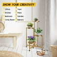 thumbnail image 5 of 4 Tier Plant Stand Indoor Outdoor, 31 Inch Tall Metal Plant Shelf Waterproof, Plant Holder with Folding Design For Home, Living Room, New Upgrate Gold, 5 of 8