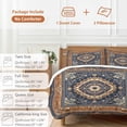 thumbnail image 6 of 3 Piece Blue Burnt Orange Boho Duvet Cover Set Queen Size, Microfiber Comforter/Quilt Cover with Corner Ties and 2 Pillowcases, Antique Southwestern Tribal All Season Soft Bedding with Zipper Closure, 6 of 8