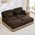 thumbnail image 3 of 69" Chenille Leopard Tassel Deep Seat Loveseat Sofa Couch with 2 Ottoman and 4 Throw Pillows, 3 of 10