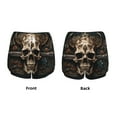 thumbnail image 2 of JUNZAN Metal Style Horned Skull Print Women's Athletic Gym Running Shorts with Phone Pockets - Workout Shorts-Small, 2 of 5