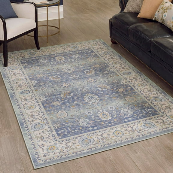 Unique Loom Whitney Collection Area Rug - Bordeaux (9' x 12' Rectangle French Blue/Ivory)