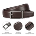 thumbnail image 3 of Sendefn Men's Leather Belt Automatic Ratchet Buckle Slide Belt for Dress Casual Trim to Fit with Gift Box, 3 of 7