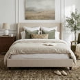 thumbnail image 1 of Noble House Queen Upholstered Wingback Headboard Platform Bed,Taupe, 1 of 10