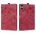 thumbnail image 2 of FJLBDE Case for Xiaomi Poco Pad M1 12.1 Inch with Stand, Card Slot, Embossed Flower PU Leather Folio Magnetic Cover with Pen Holder, Red, 2 of 7