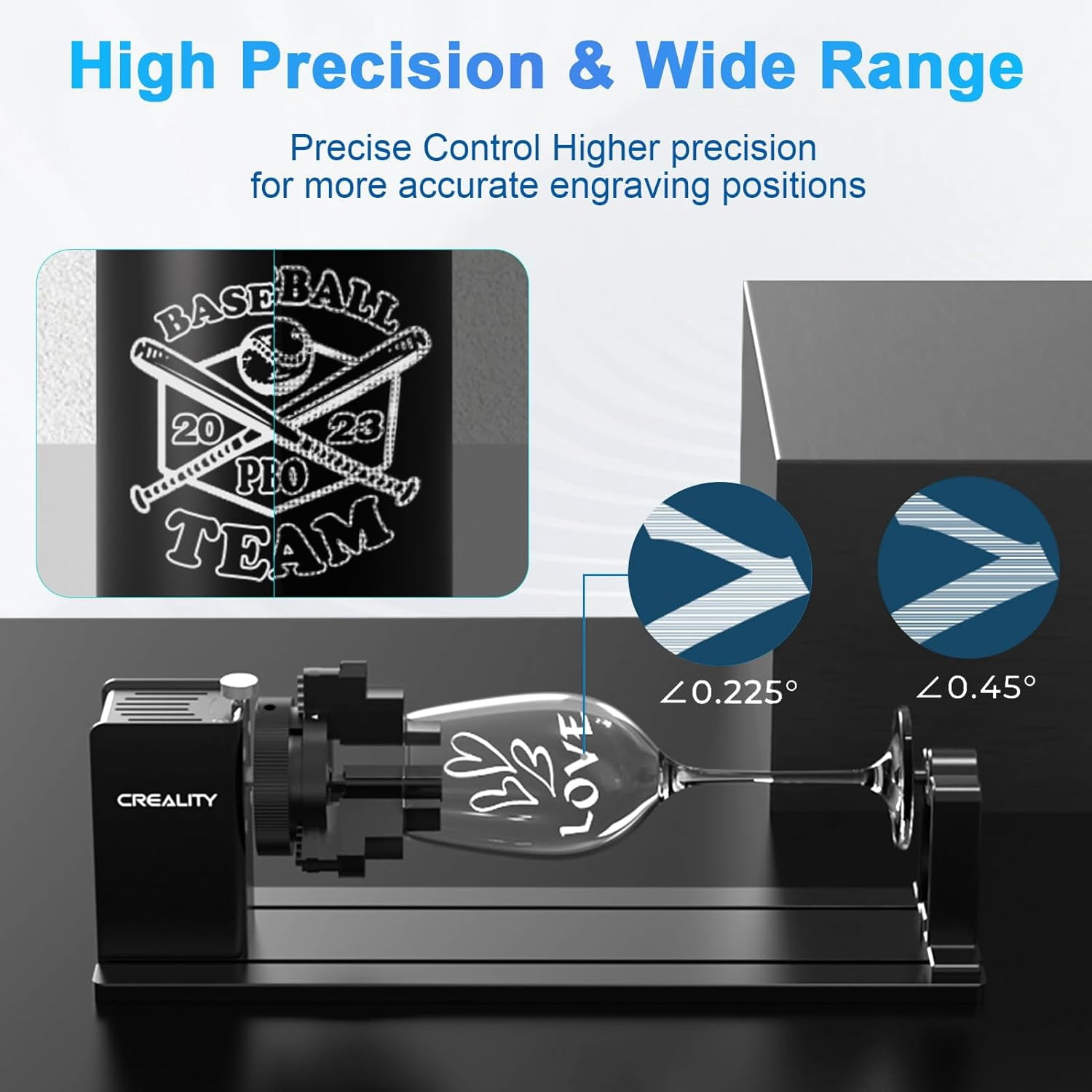 Creality Laser Rotary Roller, Y-Axis Rotary Chuck for Most Laser Engravers, Rotary Kit Pro with 3 in 1 Jaw and Module Suitable for Engraving Cylindrical Objects,Wine Glass, Tumbler, Ring,Ball
