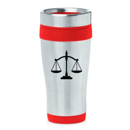 

16oz Insulated Stainless Steel Travel Mug Scales Of Justice Law Lawyer Attorney (Red)