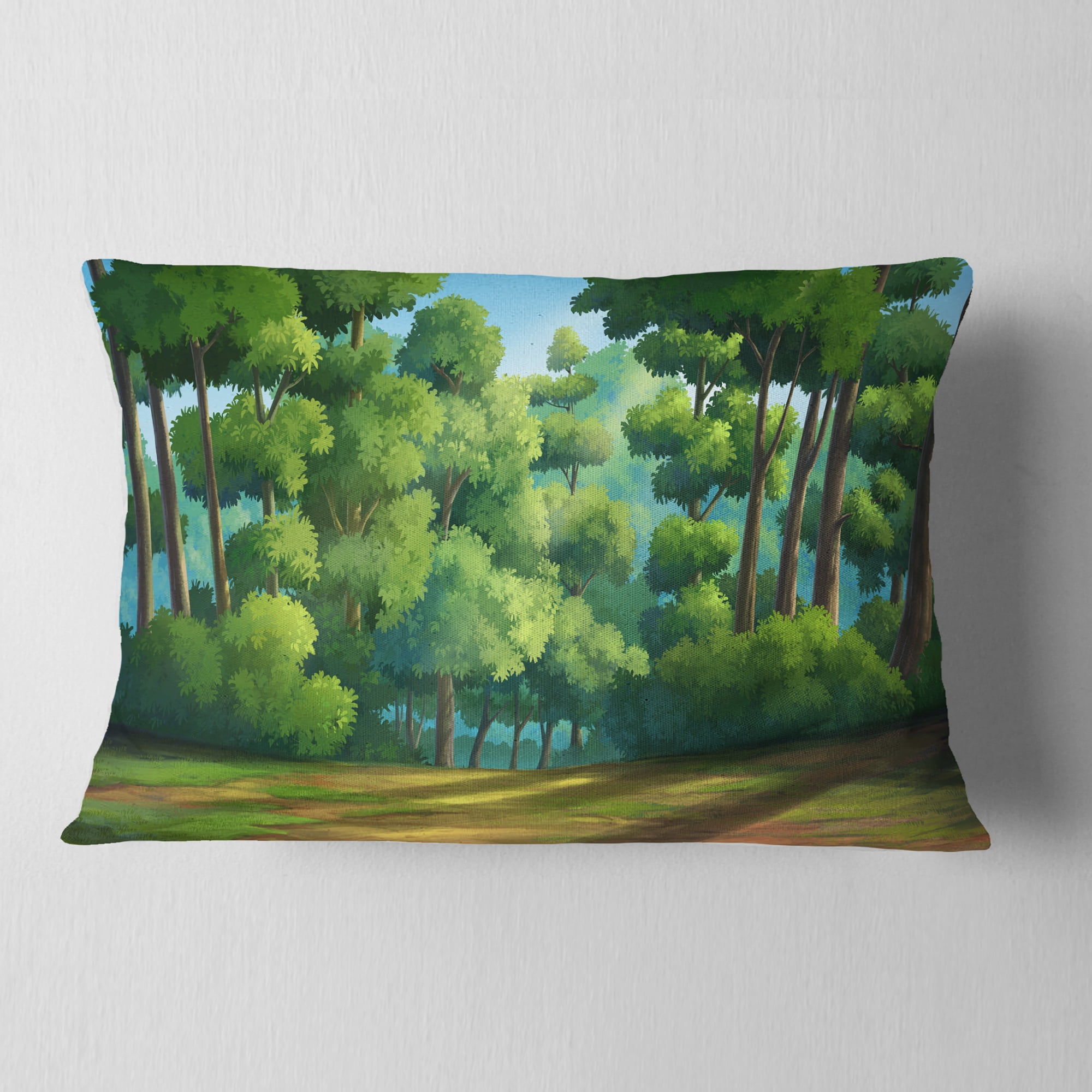 Designart 12" x 20" Green Polyester Throw Pillow