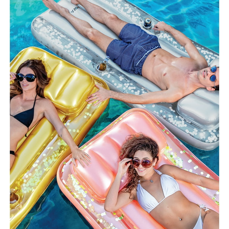 POZA Inflatable Giant Pool Mattress - Sparkle Confetti Luxury Pool