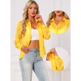 thumbnail image 2 of DARING DIVA Women's Long Sleeve Tops Button Down See Through Mesh Shirt M Yellow, 2 of 6