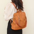 thumbnail image 1 of Mochila de PU con cremallera frontal para mujer Bolso de hombro multiusos Mochila vintage (Caqui), 1 of 4