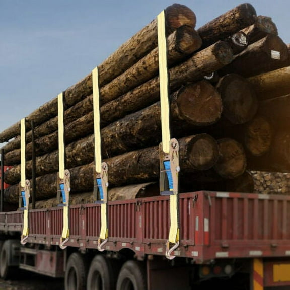 4 Pack Tie Down Straps Ratchet Heavy Duty 10,000 lbs 2 in. x27 ft. Double J Hook