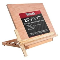 Adjustable Drawing Board - 20.5x17" Beech Wood Drafting Table - 5 Position Angles with T-Square & Pencil Ledge - for Artists, Designers & Architects