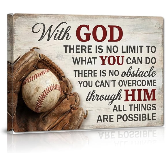 Inspiring Baseball Themed Wall Art Poster Spiritual Motivational Quote Prints Encouraging Message Decoration for Sports Lovers Bedroom Game Room Decor-