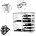 thumbnail image 5 of Unique Home Acrylic Makeup Cosmetic Organizer 4 Piece Large Set to Conceal Lipstick, Eye-Shadow, Brushes with 3 Storage Drawers, Clear, 4 Piece Set, 5 of 5
