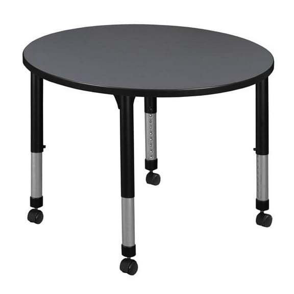 Kee 42 in. Grey Round Height Adjustable Mobile Classroom Table