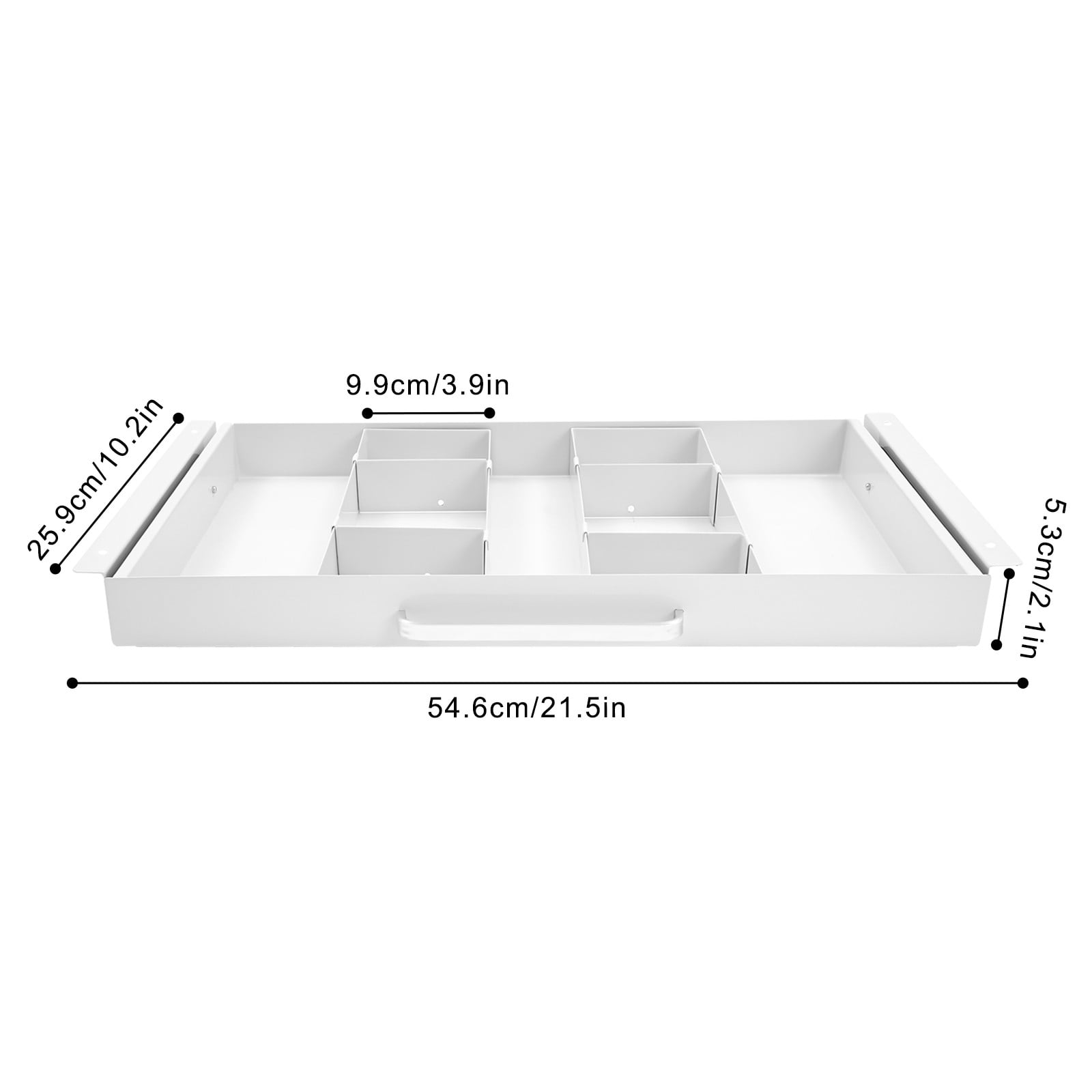 White Under Desk Mounted Sliding Pull-out Drawer, Drawer Storage Organizer for Standing Desks, Pull-out Drawer Iron
