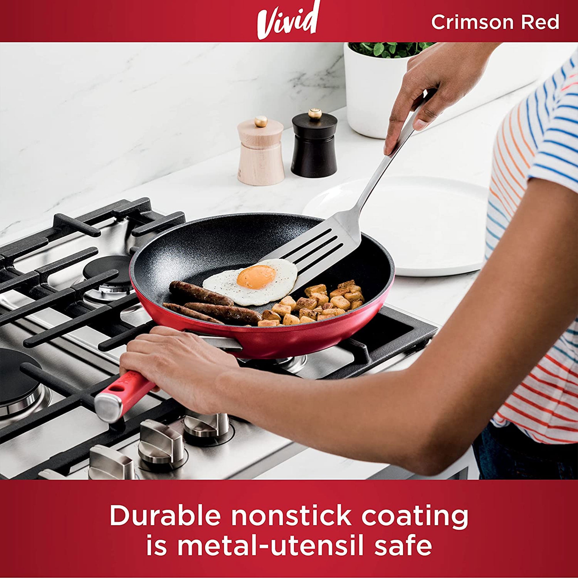 Ninja CW60030 NeverStick Comfort Grip 12 Fry Pan, Nonstick, Durable, Scratch Resistant, Dishwasher Safe, Oven Safe to 400°F, Silicone Handles, Grey