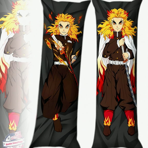 Rengoku Kyoujurou Anime Body Pillow Cover - 19"x59" Male Dakimakura Case for Otaku - Comic Hugging Gift Throw Pillow Case - Colorful Design