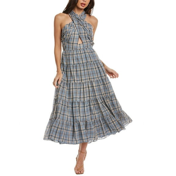 Ulla Johnson womens Tiered Midi Dress, 8, Blue