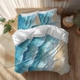 thumbnail image 2 of Abstract Waves Duvet Cover Set California King Size Spray Blue Ocean Seaside Watercolor Soft Lightweight Comforter Covers 4 Piece Bedding Set with 1 Duvet Cover 1 Bed Sheet & 2 Pillow Shams, 2 of 8