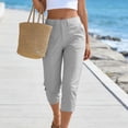 thumbnail image 2 of DHFJKG Womens Golf Dress Capri Pants Solid Color Slim Fit Flat Front Stretchy Cropped Pants Workwear Trendy Trousers, 2 of 9