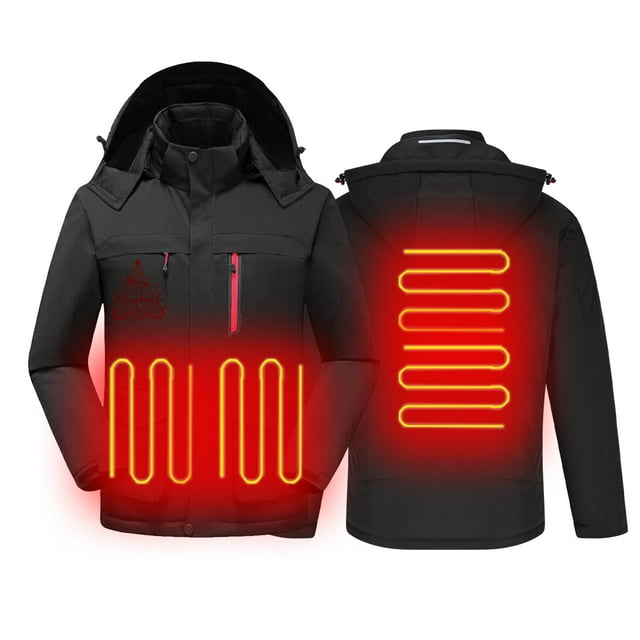 LOVZFMLL Jackets for Mens Christmas Printed Casual Hooded Sweatshirt With Multiple Pockets Intelligent Single Control Three Districts Heating And A Jacket