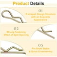 thumbnail image 3 of 30Pack Hitch Pin Clip, 2.5x53mm Zinc-Plated Spring Steel Retaining R Clip, Gold, 3 of 6