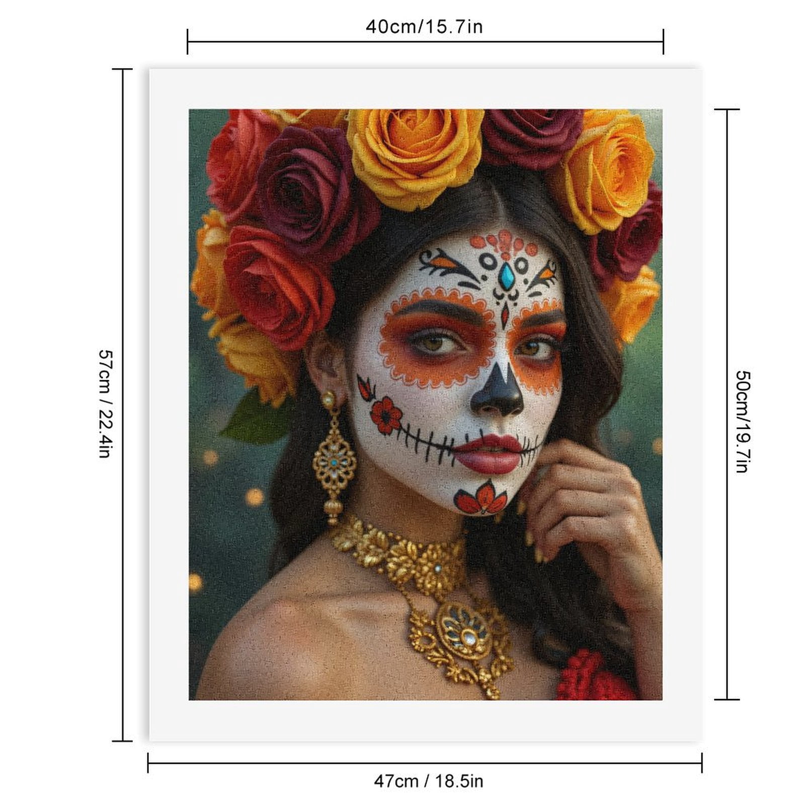 Paint By Numbers Kit for Adults Beginner - Colorful Face Art Floral Roses DIY Canvas Painting Kits for Adults, Frameless Paint By Number for Adults for Home Wall Decor 16x20 Inch