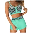 thumbnail image 1 of Huesdet Ensemble Bikini Triangle Anneau pour Femmes Deux Pièces String Color Block Maillots de Bain (Vert Menthe, P), 1 of 6