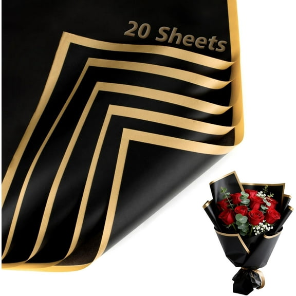 YEAHIBABY Paper for Bouquets Waterproof Black 20Set