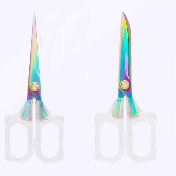2 Pack 8 inch Transparent Office  Scissors Comfort-Grip Stainless Steel Sharp Handmade Household Rust Resistant Non Adhesive Craft Sewing Scissors