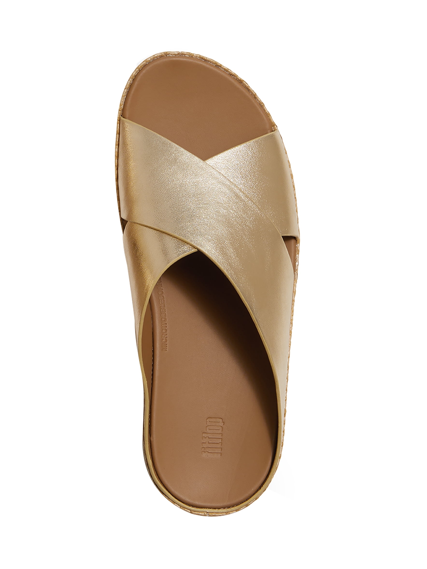Fitflop Women's Lulu Lux Graphic-Weave Leather Cross-Strap Slide Sandals
