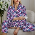 thumbnail image 6 of Haiem Skull Flower Blue Pattern Women’s Long-sleeve Sleepwear,Sleepwear Set,2-piece Loungewear Set,Soft PJs Comfy Nightwear with Pockets-X-Large, 6 of 7