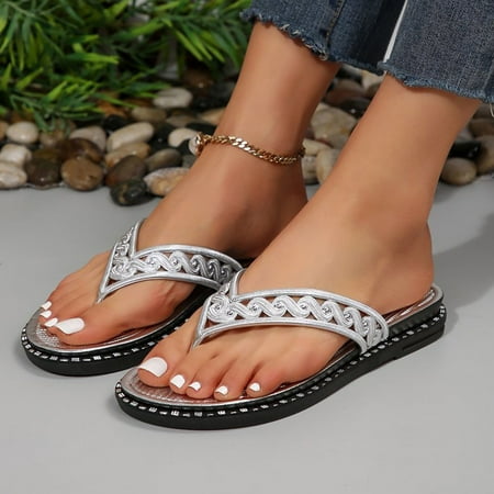 

Flip Flops Women Open Toe Slippers Summer Shoes Printed Bohemian Flat Sole Clip Toe Sliders Wide Fit Women s Sandals & Slides Mules Sandals for Women Comfy Mules Fashion Ladies
