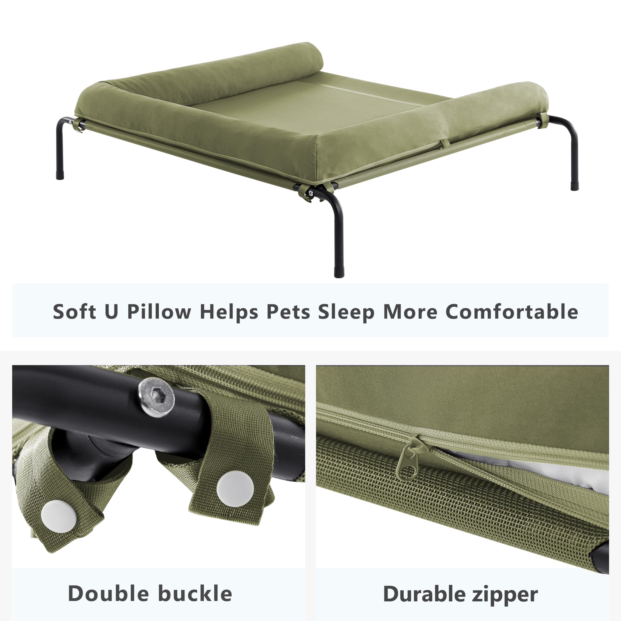 Elevated Dog Bed  Outdoor Raised Beds Medium Waterproof Dogs W/breathable Mesh Pet W/portable Removable Bolster