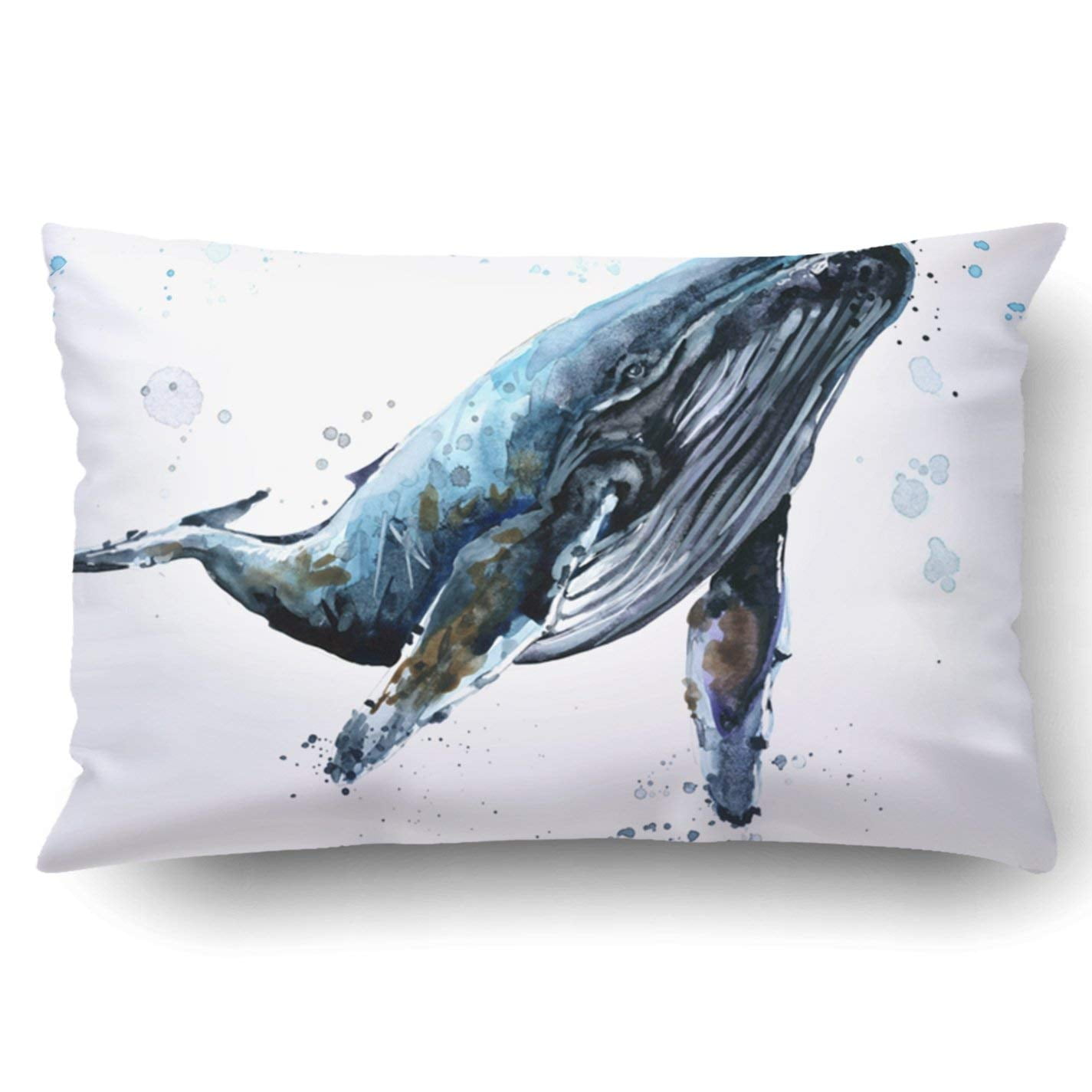Bpbop Humpback Whale Watercolor Underwater Fauna Pillowcase Throw Pillow Cover Case 20x30 Inches Walmart Com Walmart Com
