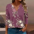 thumbnail image 3 of Dvprdro Women's Plus Size Floral Tunic Blouse Casual Boho Printed V Neck Loose Shirt Top Basic 3/4 Sleeve Comfy Tops, 3 of 4