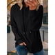 thumbnail image 5 of Sudadera con Capucha para Mujer, Informal, de Punto Gofre, de Larga, con Cordón Ajustable, Ligera, con Capucha Negro M, 5 of 8