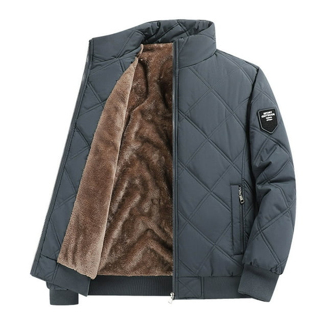 Mens Fleece Jacket, Turn Down Collar Pocket Snap Fleece Jacket