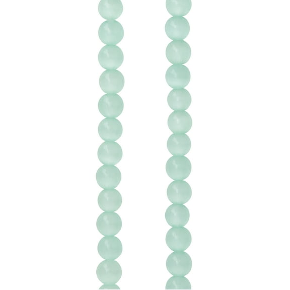 Bead Landing Aqua Cat's Eye Glass Round Beads, 4mm, 12 Pack