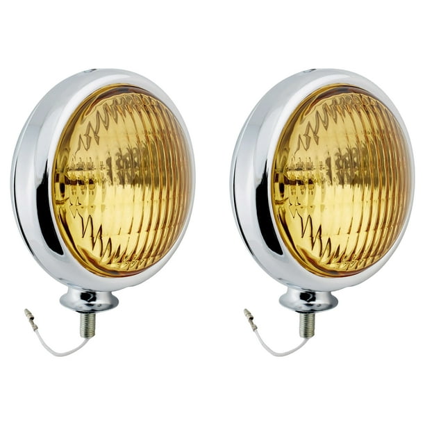 Chrome Vintage Style Fog Light, 12 Volt, Amber Lens