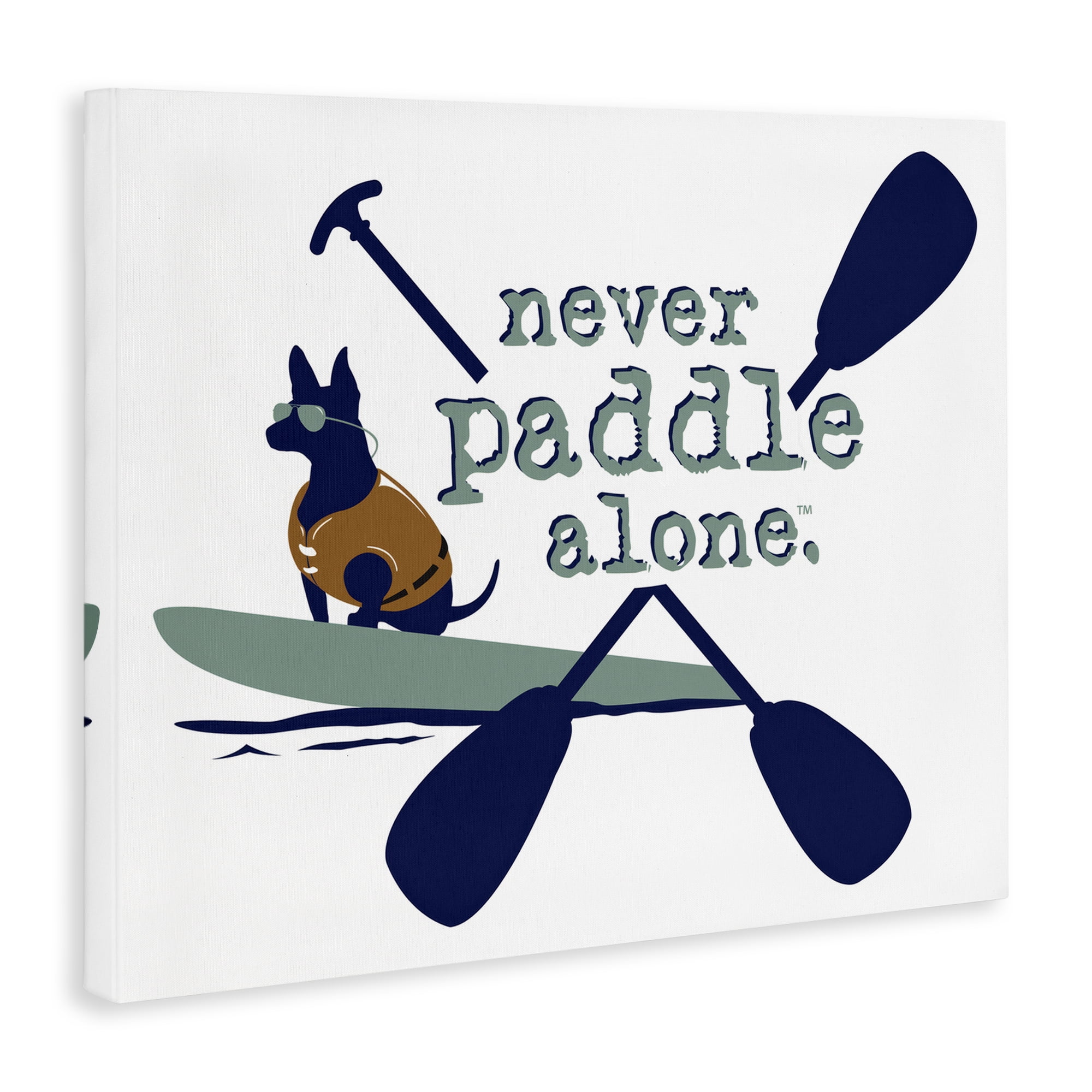 Stupell Industries Never Paddle Alone with Dog Animals Painting Wrapped Canvas Art Print Wall Art, 40 x 30