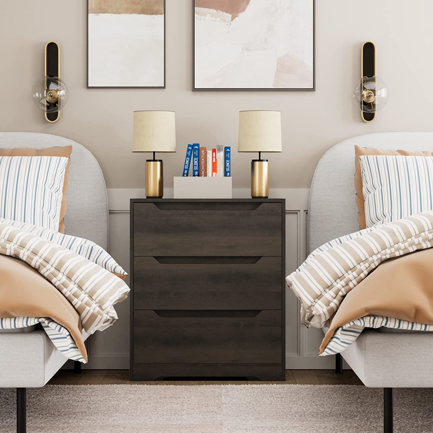 hostack modern 3 drawer dresser Amazon.com: HOSTACK Modern 3 Drawer Dresser, Wood Chest of Drawers with Storage, Tall Nightstand with Cut-Out Handles, Side End Table, Accent Storage Cabinet for Living Room, Entryway, Black : Home & Kitchen