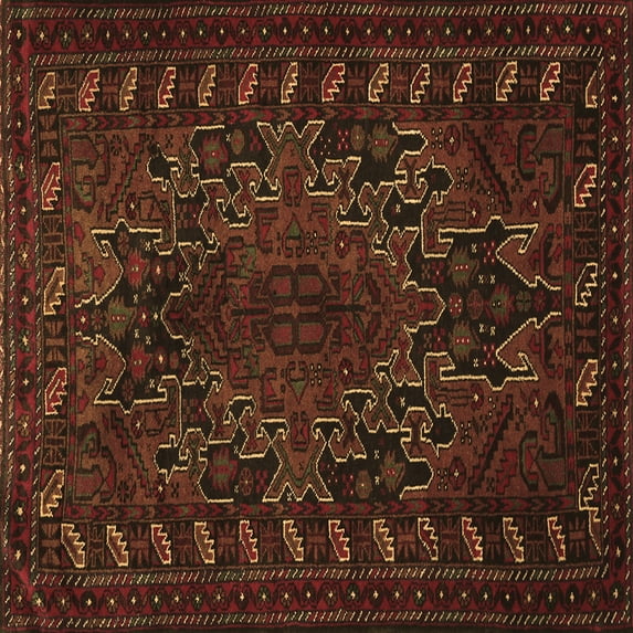 Ahgly Company Indoor Square Persian Brown Traditional Area Rugs, 7' Square