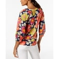 thumbnail image 2 of Trina Turk Womens Floral Print Peasant Blouse, Orange, Small, 2 of 3