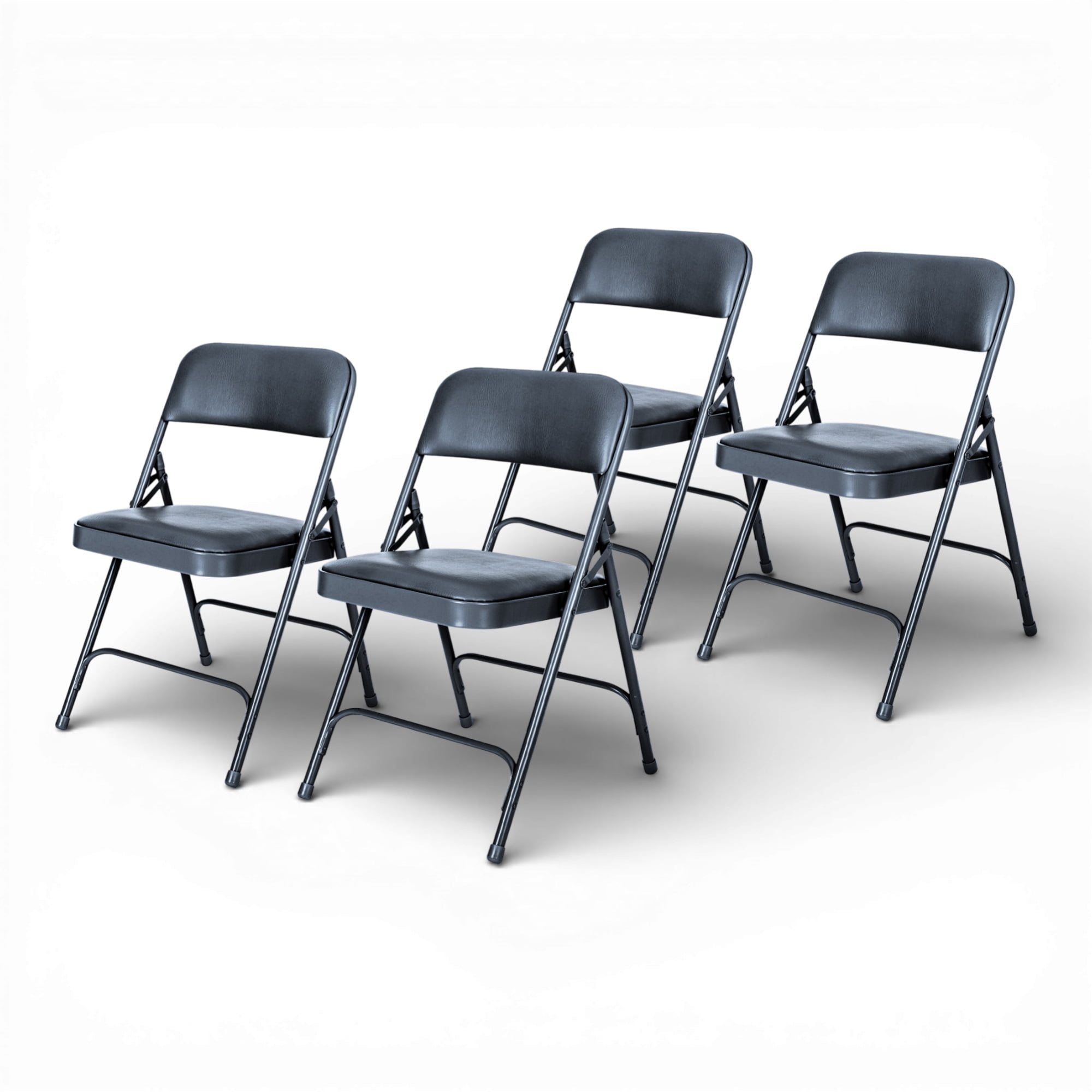 Hampden Furnishings Bernadine Collection Vinyl Folding Chair, Midnight Blue, Pack of 4