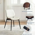 thumbnail image 3 of Dining Chairs Set of 4 - Mid Century Modern Upholstered Retro PU Leather Kitchen Chairs with Walnut Bentwood Back and Metal Legs for Dining Room and Kitchen, White Shell Strips, 3 of 7