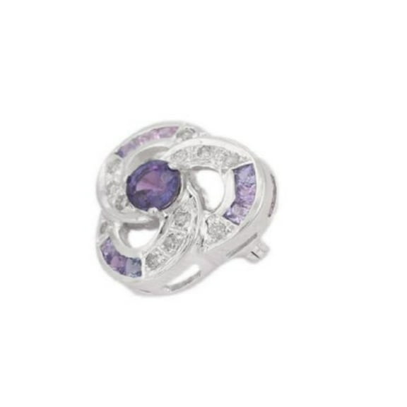VR Jewels Natural Purple Sapphire Poppy Flower Pin Brooch in Sterling Silver Handmade Brooches